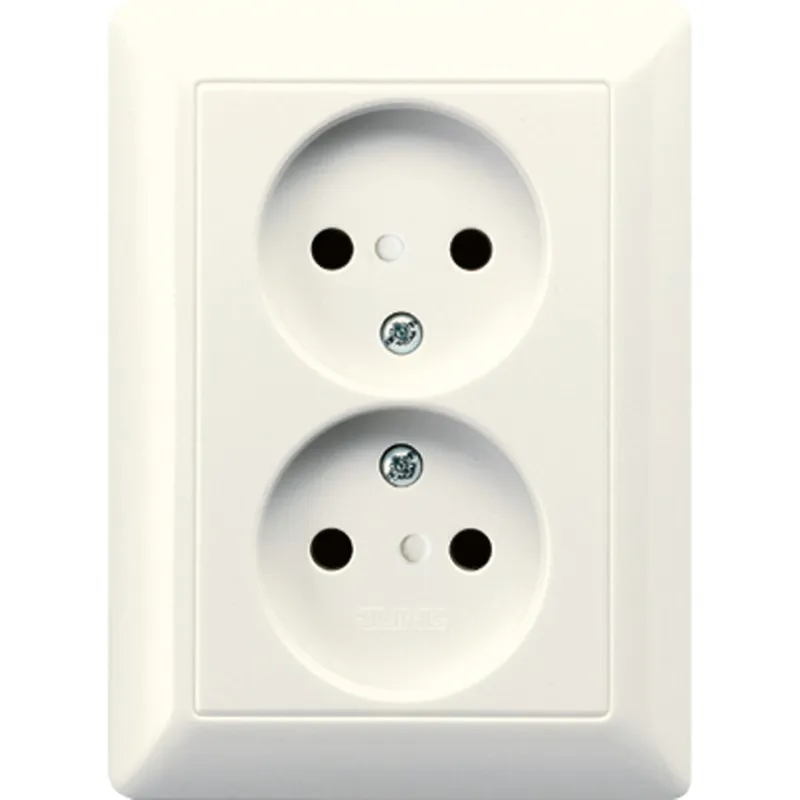 Jung Zweifach-Steckdose ohne Schutzkontakt, 16 A 250 V ~, SAFETY+, Duroplast, Serie AS, weiß AS5010KIU