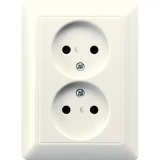 Jung Zweifach-Steckdose ohne Schutzkontakt, 16 A 250 V ~, SAFETY+, Duroplast, Serie AS, weiß AS5010KIU