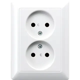 Jung Zweifach-Steckdose ohne Schutzkontakt, 16 A 250 V ~, SAFETY+, Duroplast, Serie AS, alpinweiß AS5010KIUWW