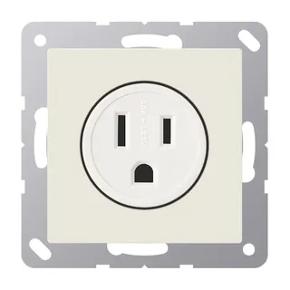 Jung Steckdose, US-Norm NEMA, 15 A 125 V ~, Schraubklemmen, ohne Krallen, Thermoplast, Serie AS, weiß A521-15