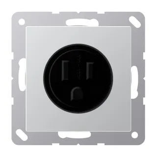 Jung Steckdose, US-Norm NEMA, 15 A 125 V ~, Schraubklemmen, ohne Krallen, Thermoplast lackiert, Serie A, aluminium A521-15AL