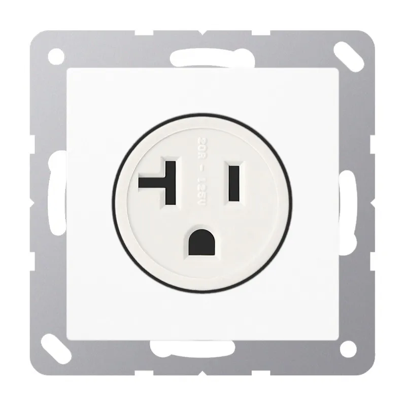 Jung Steckdose, US-Norm NEMA, 20 A 125 V ~, Schraubklemmen, ohne Krallen, Thermoplast, Serie AS/A, alpinweiß A521-20WW