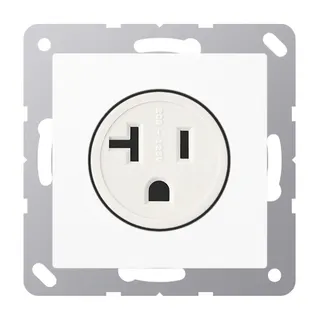 Jung Steckdose, US-Norm NEMA, 20 A 125 V ~, Schraubklemmen, ohne Krallen, Thermoplast, Serie AS/A, alpinweiß A521-20WW