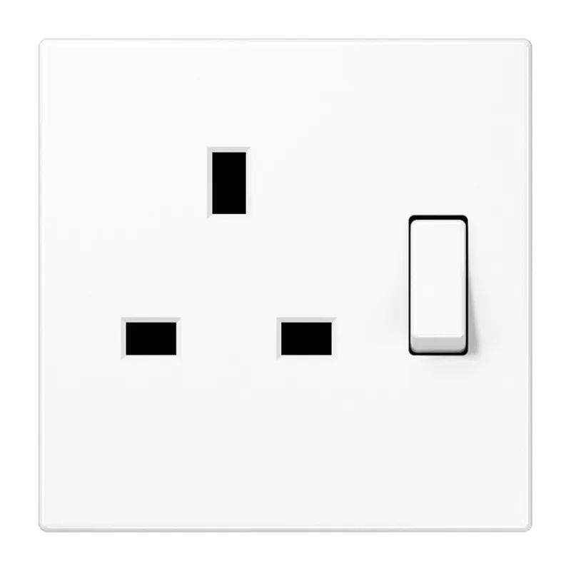 Jung Abschaltbare Steckdose, British Standard, 13 A 250 V ~, Schraubklemmen BS 1363-1, 4 mm2, ohne Krallen, SAFETY+ LS3171WW