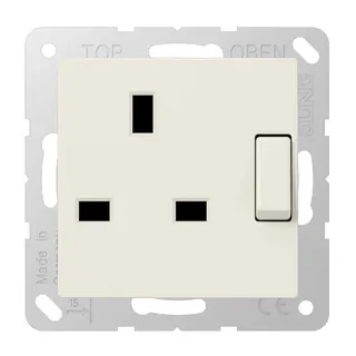 Jung Abschaltbare Steckdose, British Standard, 13 A 250 V ~, Schraubklemmen BS 1363-1, 4 mm2, ohne Krallen, SAFETY+ A3171