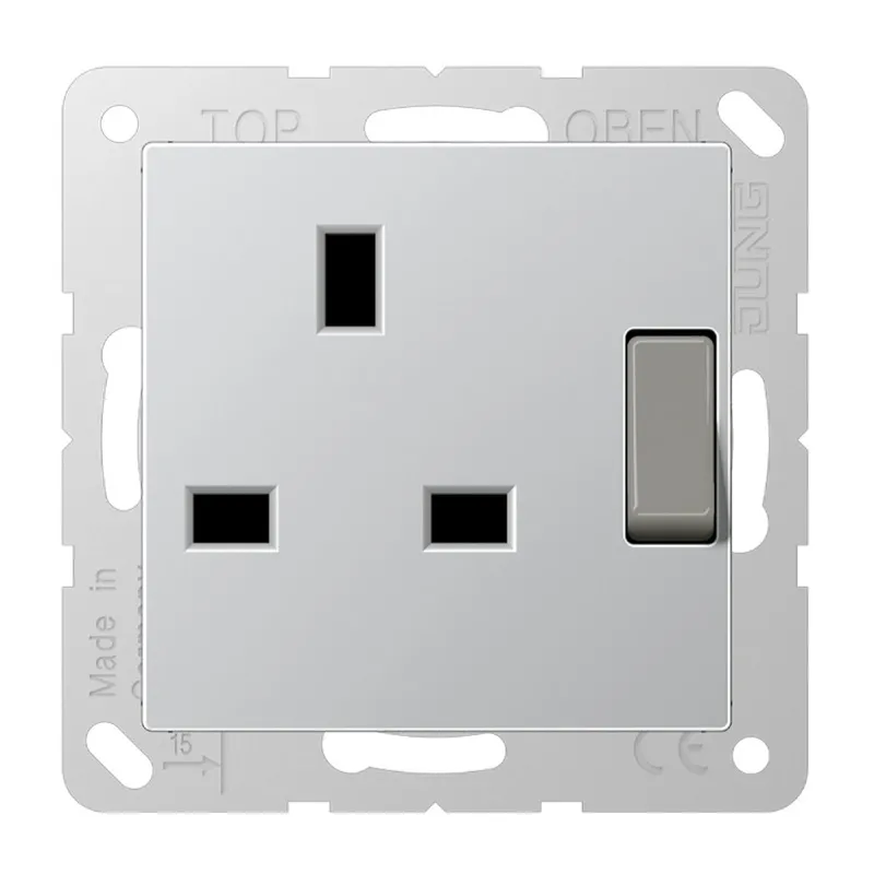 Jung Abschaltbare Steckdose, British Standard, 13 A 250 V ~, Schraubklemmen BS 1363-1, 4 mm2, ohne Krallen, SAFETY+ A3171AL