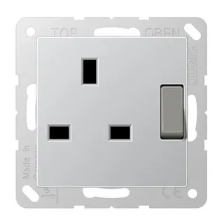 Jung Abschaltbare Steckdose, British Standard, 13 A 250 V ~, Schraubklemmen BS 1363-1, 4 mm2, ohne Krallen, SAFETY+ A3171AL