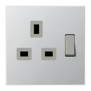 Jung Abschaltbare Steckdose, British Standard, 13 A 250 V ~, Schraubklemmen BS 1363-1, 4 mm2, ohne Krallen, SAFETY+ AL3171