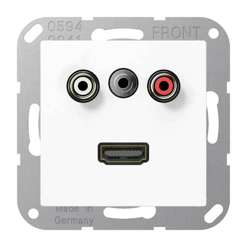 Jung Multimedia-Anschlusssystem Cinch Audio / Miniklinke 3,5 mm / HDMI, Serie AS/A, alpinweiß MAA1082WW