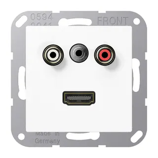 Jung Multimedia-Anschlusssystem Cinch Audio / Miniklinke 3,5 mm / HDMI, Serie AS/A, alpinweiß MAA1082WW