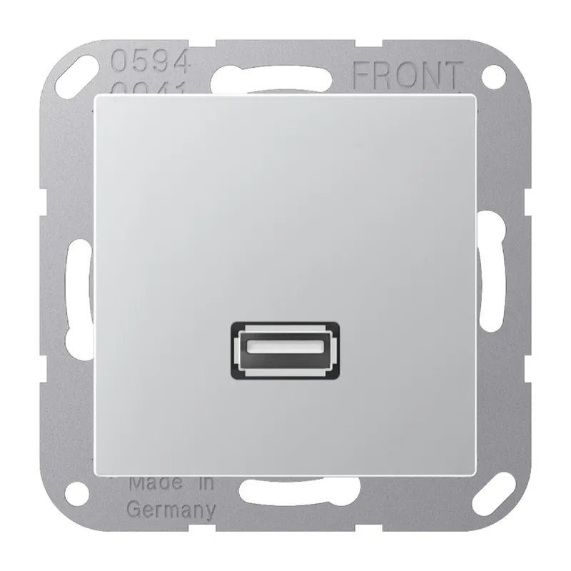 Jung Multimedia-Anschlusssystem USB 2.0, Serie A, aluminium MAA1122AL