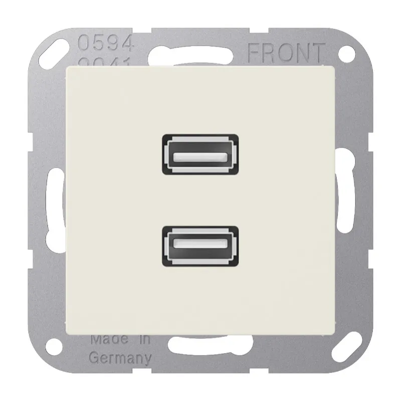 Jung Multimedia-Anschlusssystem 2 x USB 2.0, Serie AS, weiß MAA1153