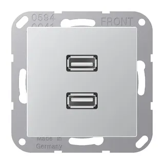 Jung Multimedia-Anschlusssystem 2 x USB 2.0, Serie A, aluminium MAA1153AL