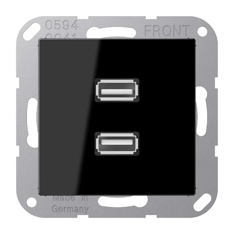 Jung Multimedia-Anschlusssystem 2 x USB 2.0, Serie A, schwarz MAA1153SW