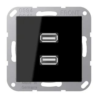 Jung Multimedia-Anschlusssystem 2 x USB 2.0, Serie A, schwarz MAA1153SW