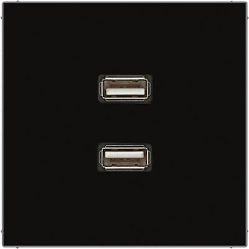 Jung Multimedia-Anschlusssystem 2 x USB 2.0, Serie LS, schwarz MALS1153SW