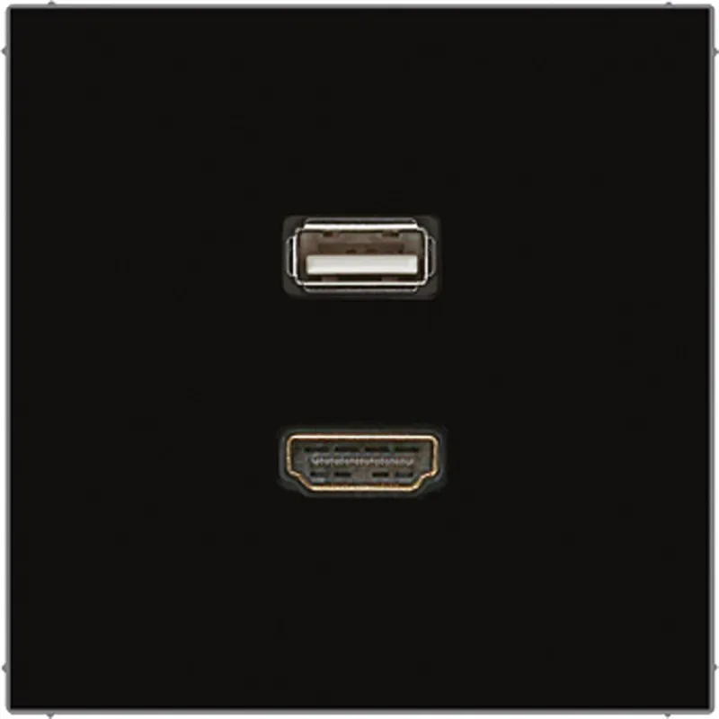 Jung Multimedia-Anschlusssystem HDMI / USB 2.0, Serie LS, schwarz MALS1163SW
