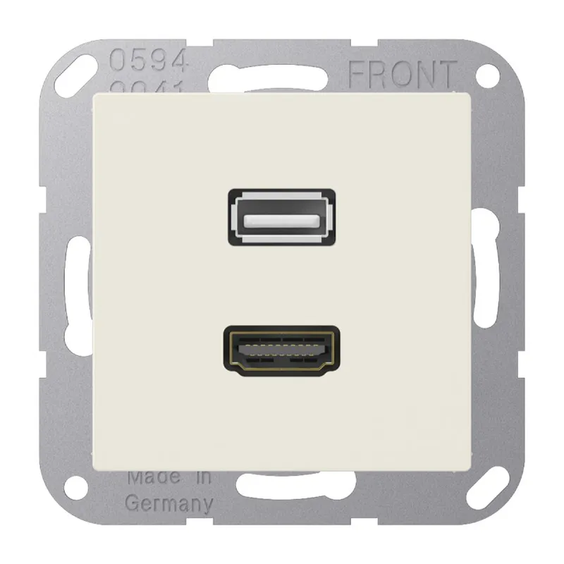 Jung Multimedia-Anschlusssystem HDMI / USB 2.0, Serie AS, weiß MAA1163