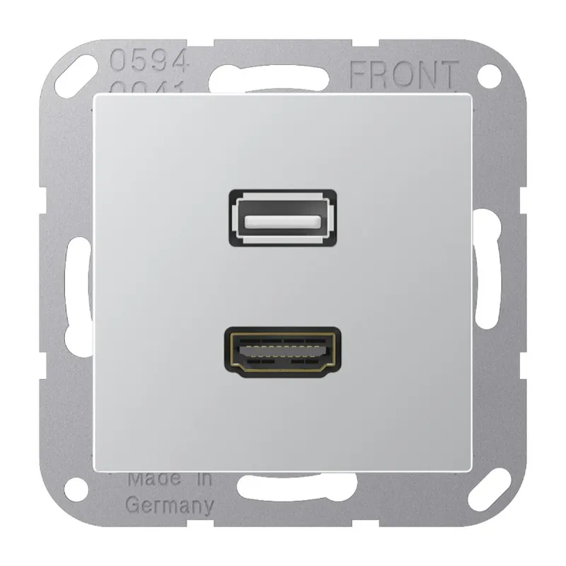 Jung Multimedia-Anschlusssystem HDMI / USB 2.0, Serie A, aluminium MAA1163AL