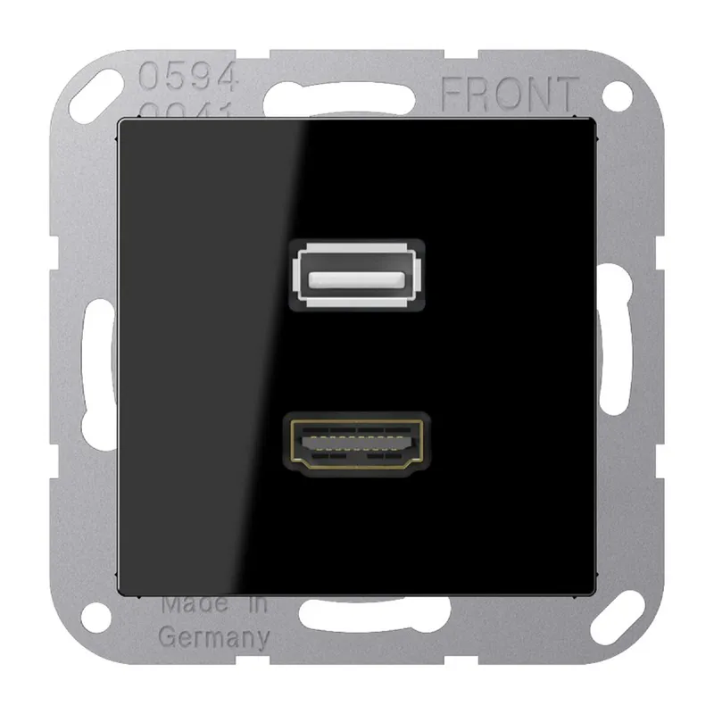 Jung Multimedia-Anschlusssystem HDMI / USB 2.0, Serie A, schwarz MAA1163SW