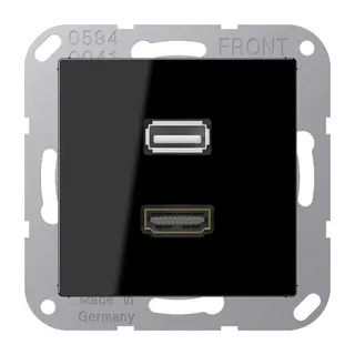 Jung Multimedia-Anschlusssystem HDMI / USB 2.0, Serie A, schwarz MAA1163SW