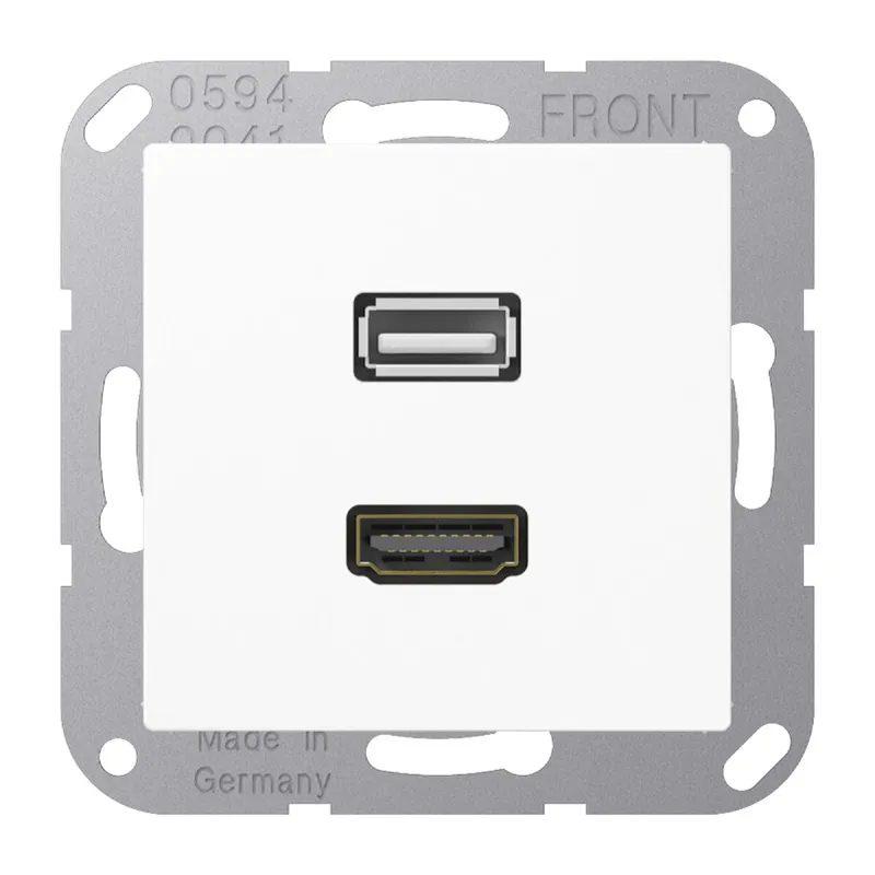 Jung Multimedia-Anschlusssystem HDMI / USB 2.0, Serie AS/A, alpinweiß MAA1163WW