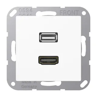 Jung Multimedia-Anschlusssystem HDMI / USB 2.0, Serie AS/A, alpinweiß MAA1163WW