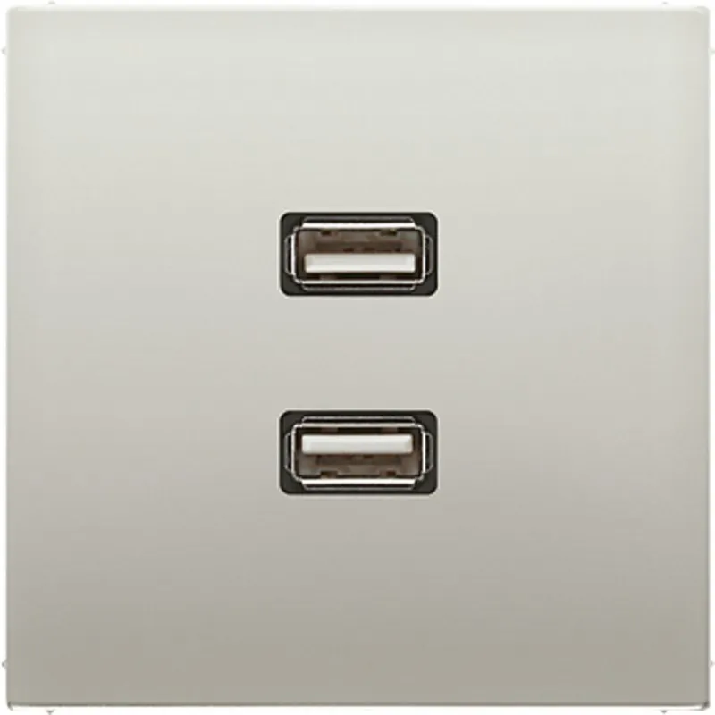 Jung Multimedia-Anschlusssystem 2 x USB 2.0, Serie LS, Edelstahl MAES1153