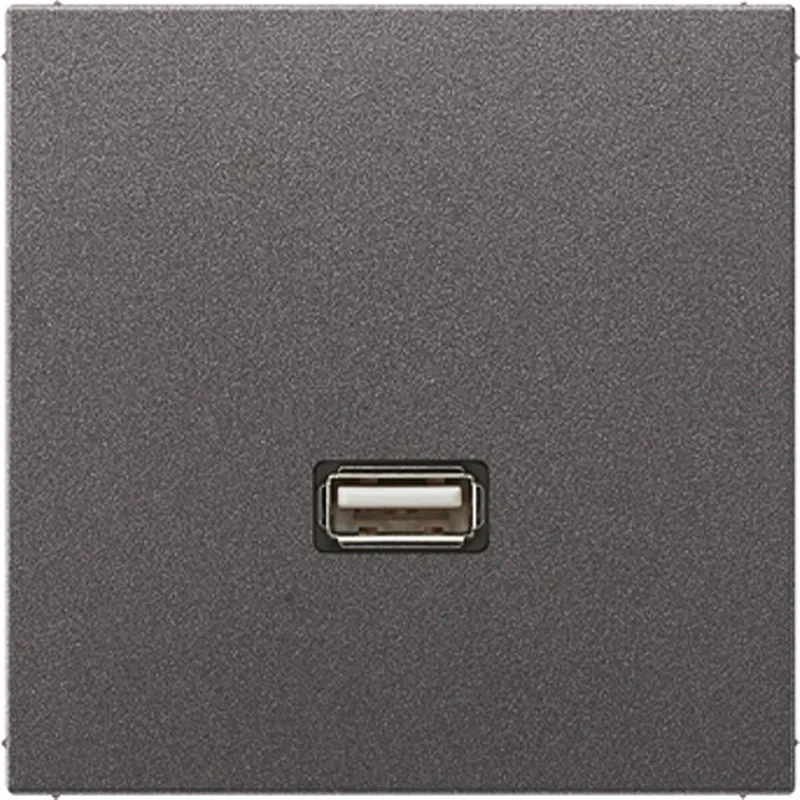 Jung Multimedia-Anschlusssystem USB 2.0, Serie LS, anthrazit (lackiertes Aluminium) MAAL1122AN