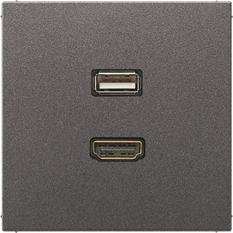 Jung Multimedia-Anschlusssystem HDMI / USB 2.0, Serie LS, anthrazit (lackiertes Aluminium) MAAL1163AN