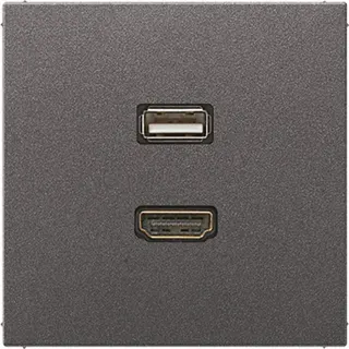 Jung Multimedia-Anschlusssystem HDMI / USB 2.0, Serie LS, anthrazit (lackiertes Aluminium) MAAL1163AN
