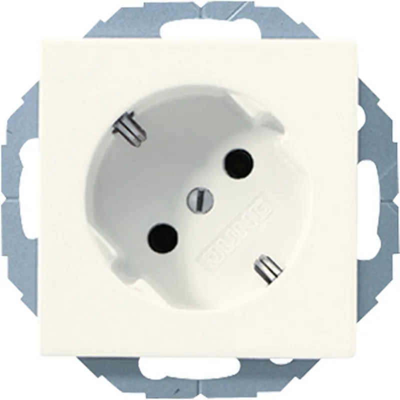 Jung SCHUKO®-Steckdose 45°, 16 A 250 V ~, ohne Krallen, Duroplast, Serie AS, weiß A520-45N