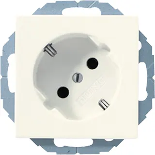 Jung SCHUKO®-Steckdose 45°, 16 A 250 V ~, ohne Krallen, Duroplast, Serie AS, weiß A520-45N