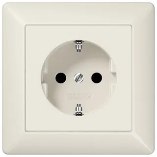 Jung SCHUKO Steckdose, 16 A 250 V ~, ohne Krallen, mit Rahmen, Duroplast, Serie AS, weiß AS1520N