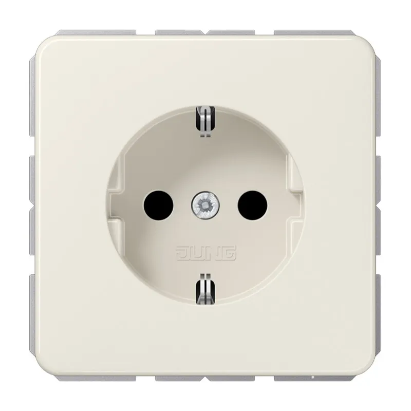 Jung SCHUKO Steckdose, 16 A 250 V ~, ohne Krallen, Thermoplast, Serie CD, weiß CD1520NBF