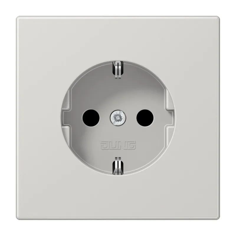 Jung SCHUKO Steckdose, 16 A 250 V ~, ohne Krallen, Duroplast, Serie LS, lichtgrau LS1520NLG