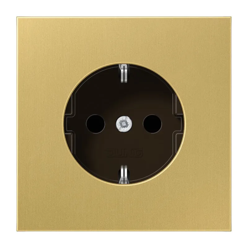 Jung SCHUKO Steckdose, 16 A 250 V ~, ohne Krallen, SAFETY+, Messing, Serie LS, Messing classic ME1520NKIC