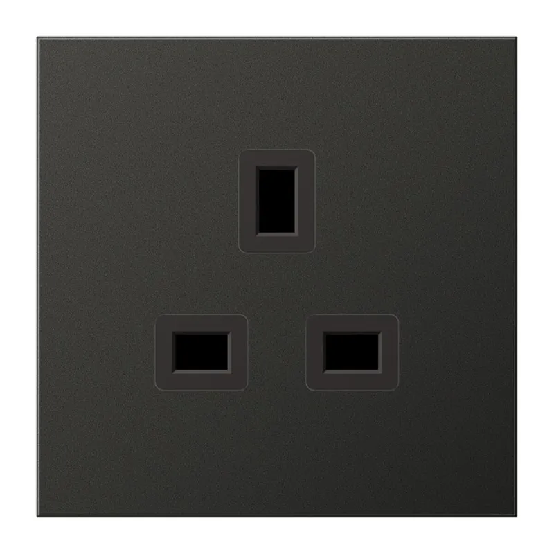 Jung Steckdose, 13 A 250 V ~, Schraubklemmen BS 1363-1, 4 mm2, ohne Krallen, SAFETY+, Aluminium lackiert, Serie LS, AL3521AN