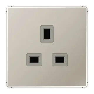 Jung Steckdose, 13 A 250 V ~, Schraubklemmen BS 1363-1, 4 mm2, ohne Krallen, SAFETY+, Serie LS, Edelstahl ES3521