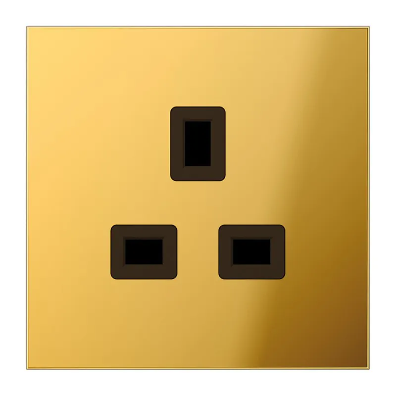 Jung Steckdose, 13 A 250 V ~, Schraubklemmen BS 1363-1, 4 mm2, ohne Krallen, SAFETY+, Metall goldfarben PVD-beschic GO3521