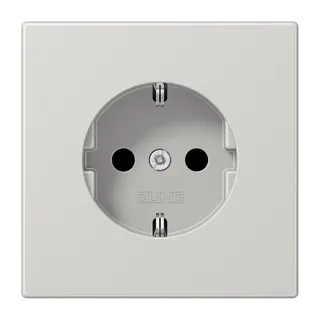Jung SCHUKO Steckdose, 16 A 250 V ~, ohne Krallen, SAFETY+, Duroplast, Serie LS, lichtgrau LS1520NKILG