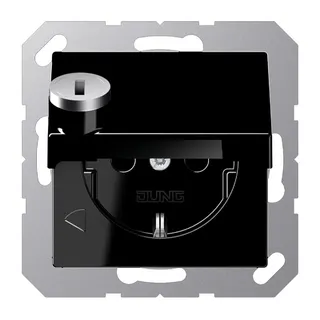 Jung SCHUKO Steckdose, 16 A 250 V ~, mit Sicherheitsschloss, Thermoplast, Serie A, schwarz A1520BFKLSLSW
