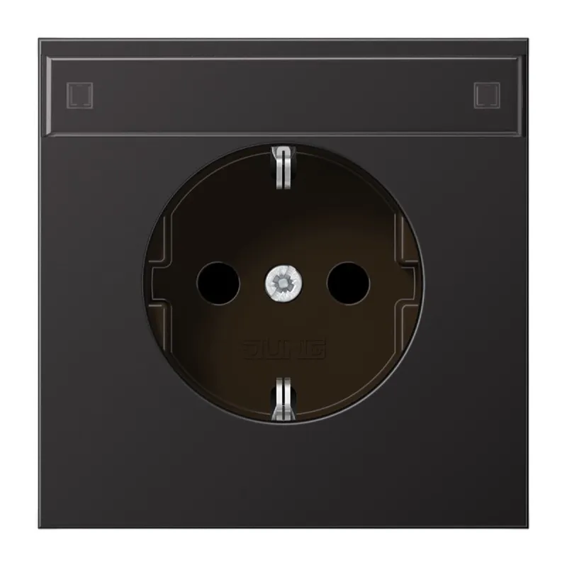 Jung SCHUKO Steckdose, 16 A 250 V ~, mit Schriftfeld, SAFETY+, Aluminium lackiert, Serie LS, dark AL1520KINAD