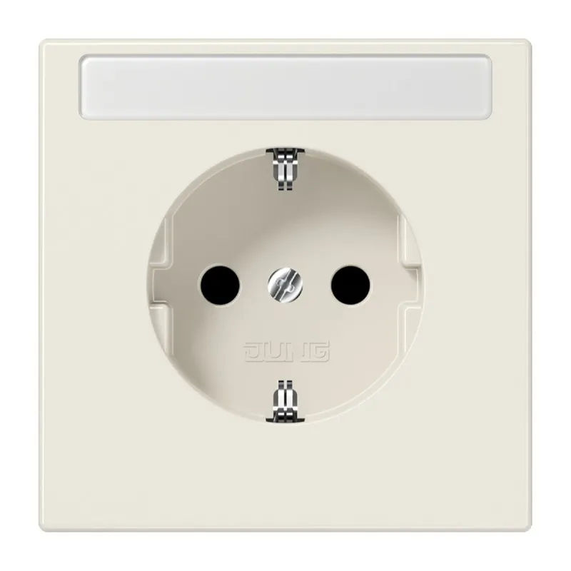 Jung SCHUKO Steckdose, 16 A 250 V ~, ohne Krallen, mit Schriftfeld, SAFETY+, Duroplast, Serie LS, weiß LS1520NKINA