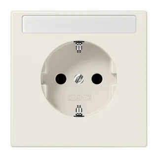 Jung SCHUKO Steckdose, 16 A 250 V ~, ohne Krallen, mit Schriftfeld, SAFETY+, Duroplast, Serie LS, weiß LS1520NKINA
