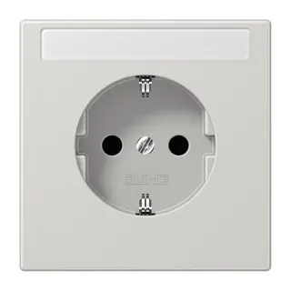 Jung SCHUKO Steckdose, 16 A 250 V ~, ohne Krallen, mit Schriftfeld, SAFETY+, Duroplast, Serie LS, lichtgrau LS1520NKINALG