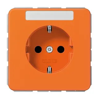Jung SCHUKO Steckdose, 16 A 250 V ~, ohne Krallen, mit Schriftfeld, Thermoplast, Serie CD, orange (für ZSV) CD1520NBFNAO