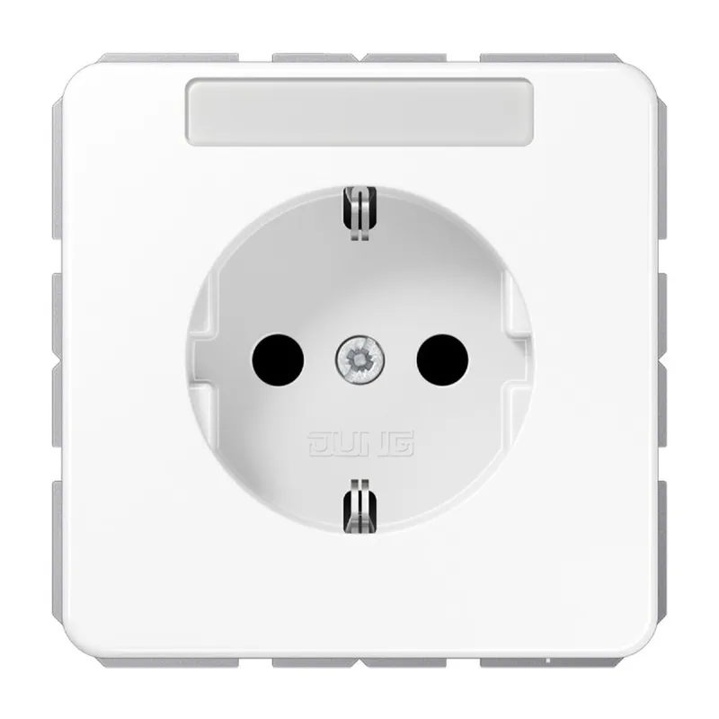 Jung SCHUKO Steckdose, 16 A 250 V ~, ohne Krallen, mit Schriftfeld, Duroplast, Serie CD, alpinweiß CD1520NNAWW