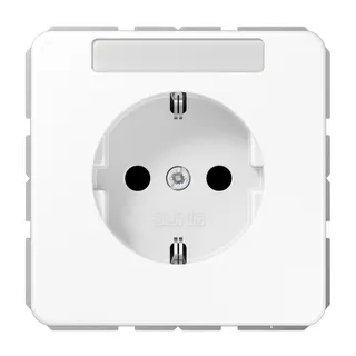 Jung SCHUKO Steckdose, 16 A 250 V ~, ohne Krallen, mit Schriftfeld, Duroplast, Serie CD, alpinweiß CD1520NNAWW