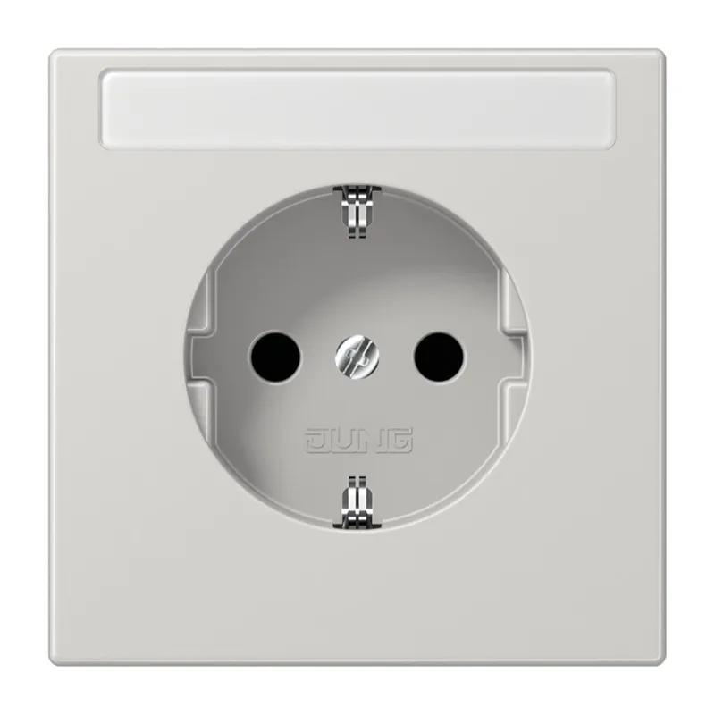 Jung SCHUKO Steckdose, 16 A 250 V ~, ohne Krallen, mit Schriftfeld, Duroplast, Serie LS, lichtgrau LS1520NNALG